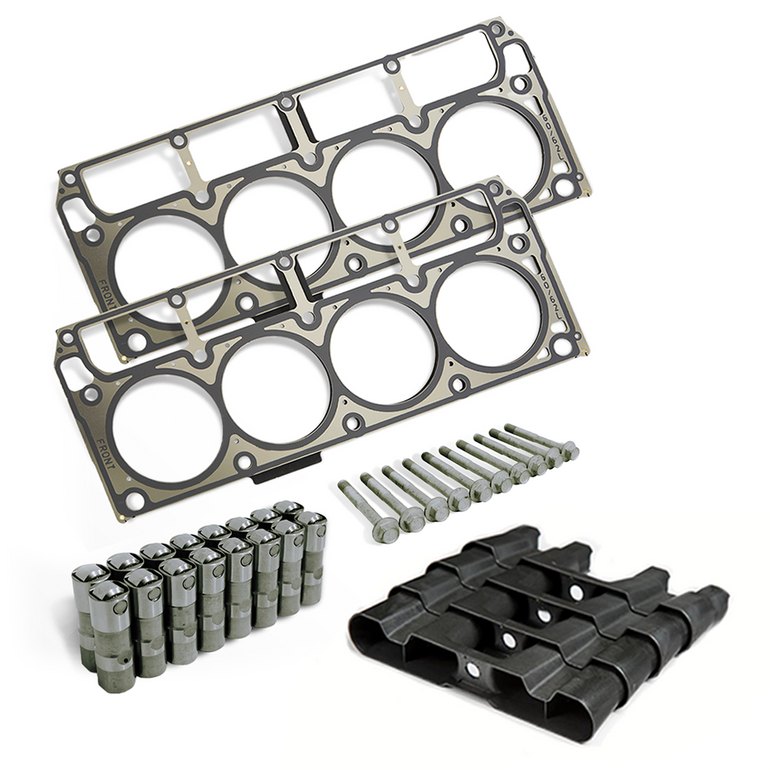 LS valvetrain package with head gaskets, head bolts, lifters and lifter trays
